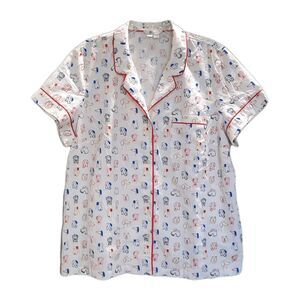 BODEN Phoebe White SS Lounge Pajama Cotton Shirt Top Dog Doggie 16-18 US/20UK
